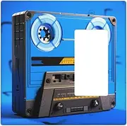 Wall Plate 2 Gang Toggle Wall Plates Decorative Light Switch Cover Cover Audio tape on blue background Wall Plate Electrical Outlet Covers Farmhouse Faceplate for Bedroom Bathroom Kitchen Home Decor