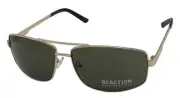 Kenneth Cole Reaction Gold Mens Rectangle Metal Sunglass, KC1430. 32N