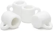 Odoria Dollhouse Coffee Cups Miniature: 1/12 Scale Tea Cup Porcelain for Kitchen Living Room - Mini Drinking Mugs Ceramic White 4Pcs