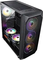 Mid-Tower Gaming Case ATX, Micro-ATX, Mini-ITX, Tempered Glass Side Panel, 1 USB 3.0, 2 USB 2.0, 8 Fans Can Be Installed (Chassis Only)(Black)
