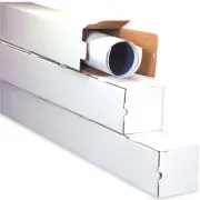 3x3x18 White Box Corrugated Square Mailing Tube Shipping Storage 25 Tubes