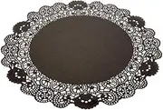 Restaurantware Disposable Paper Lace Doilies - Black - Round - Use with Cakes, Desserts, Baked Goods, Weddings, Decoration - 12" x 12" - 100ct Box - Pastry Tek -