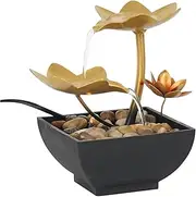 Tabletop Fountain Water Fountain USB Lotus Indoor Outdoor River Rocks Electric Table Fountain Waterfall Ornament