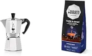 Bialetti - Moka Express: Iconic Stovetop Espresso Maker, Moka Pot 3 Cup (130ml), Aluminium, Silver with 1 kg Dark Roast and Full Bodied Coffee Beans Esperto Grani, Intenso Flavour