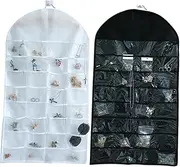 Cabilock Hanging Jewelry Organizer Double Sided Storage Bag for Earrings Necklaces Bracelets Rings Portable Closet Organizer with Hanger for Travel Black