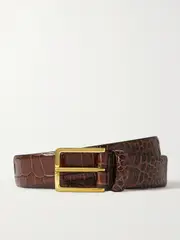 [Anderson's] Anderson's - Croc-effect Leather Belt - Brown - 85 85 Brown