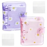 2 Sets Mini Transparent 3 Ring Binder Covers With Daisy Pattern, Inner Paper ...