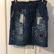 NWT Anthropologie PILCRO Patchwork Denim Mini Skirt size XS