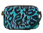 NWT TED BAKER Olive Quilted Blue Leopard Printed Camera Crossbody Bag Purse
