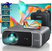【Auto Focus & Keystone】4K Projector, 600 ANSI Wifi 6 Bluetooth Projector, Full