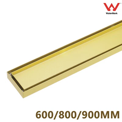 WaterMark Brushed Gold 600/800/900mm Floor Drain Tile Insert Shower Grate Outlet