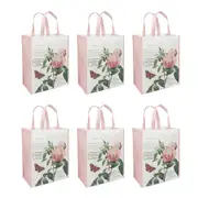 6PK Gibson Gifts Redoute Rose Shopper/Shopping Market Grocery Reusable Bag Pink