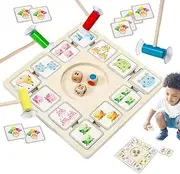 Matching Chess Game - Wooden Brain Teaser Games - Educational Activities with 96 Cards 3 Dice 4 Suction Sticks, Preschool Toy for Kids Ages 4+