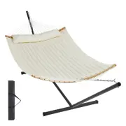 Double Hammock with Stand Detachable Pillow and Carrying Bag 480lb Capacity For