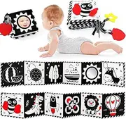Black and White High Contrast Baby Toys 0-6 6-12 Months Soft Book for Newborn Brain Development Tummy Time Toys Infant Sensory Crinkle Toys 0-3 3-6 Month Montessori Learning Activities for Babies