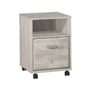 Elle Office Storage Mobile Pedestal Storage Cabinet W/ Open Shelf - Washed Grey