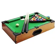 13.5" Pool Table Set, Miniature Tabletop Pool Table Portable Billiard Set Includes Small Billiards Balls, Pool Cues, Triangle Rack, Travel-Friendly & Desk Games