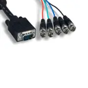 6 Feet VGA HD15 to 5-BNC RGBHV Video Cable 28AWG TV PC Monitor Display Projector