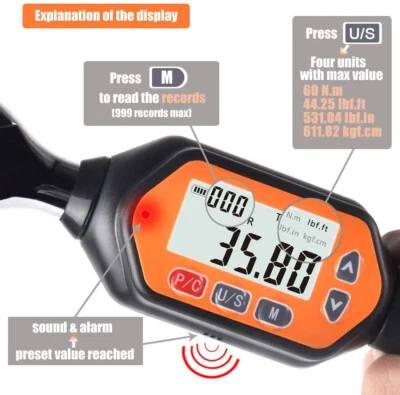 Digital Torque Wrench Bicycle Car Repair Tool 1/2 Inches Torque Meter