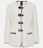 [Blancha] Blancha Leather-trimmed shearling jacket AU 12 white