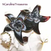 STARFISH BLACK GOLD WHITE VORTEX STAR GLASS CEILING FAN LIGHT SWITCH PULL LG PR
