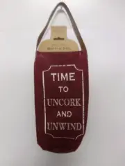 New Demdaco Wine & Spirits Bottle Bag "Time To Uncork And Unwind" Canvas