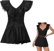 [NSKRKOW] Women's One Piece Swimsuit with Ruffles, Tummy Control Bathing Skirt, Push Up Mesh Skirt, Swimsuit, Tummy Control Swim Dress