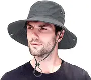 [KorhLeoh] Breathable Sun Hat for Men/Women, Wide-Brim UV Protection Bucket Hat Foldable Boonie Hat for Fishing Hiking Safari Beach