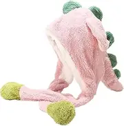 Winter Hat Beanie Hat Warm Dinosaur Plush Hat，Women Winter Fluffy Plush Hoodie Scarf Hat Festival Gifts Winter Cap