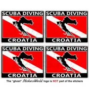 CROATIA SCUBA DIVING Flag-Croatian Map Shape Rectangular Stickers Decals 50mm x4