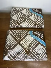 Vintage Room Concepts by Bibb White and Brown Plaid Flat & Fitted Double Sheets
