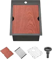 15 Black Kitchen Bar Sink, Luckyhorse 15” x 20” x 10” Gunmetal Black Stainless Steel Drop In Workstation Nano Black Kitchen Sink Outdoor Sink LH022S1520B