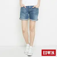 在飛比找樂天市場購物網優惠-EDWIN MISS 基本寬版 牛仔短褲-女款 漂淺藍 SH