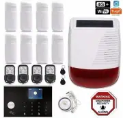 4G+Wifi App Control Wireless Home Security DIY House Alarm System + Solar Siren
