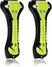 Car Safety Hammer Set of 2 Emergency Escape Tool Auto Car Window Glass Hammer Breaker and Seat Belt Cutter Escape 2-in-1 for Family Rescue GREEN