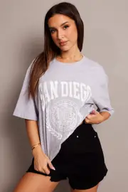Grey Graphic Tee Short Sleeve - Size XXS, Women's Graphic Tee
