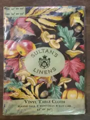 Vintage Sultan's Linens Vinyl Table Cloth Fall Harvest 52"x70" Easy Care