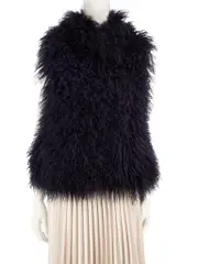 Navy Lamb Skin Fur Vest