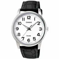 在飛比找蝦皮商城優惠-【CASIO】卡西歐 簡潔俐落真皮錶帶紳士錶-數字白面 MT