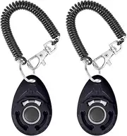 2PCS Dog Training Clicker with Wrist Strap, Pet Training Clicker Pet Behavioral Training Tools with Big Button Effective Behavioral Training Tool for Pet Lovers Cats Birds Puppy Recall (Black)