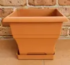 33cm Outdoor Garden Patio Square Terracotta Plastic Plant Pot Planter