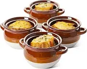 LE TAUCI French Onion Soup Crocks with Handles, 22 Ounce Ceramic Soup Bowls for Soup, Chili, Beef Stew, Set of 4, Oven & Broil Safe