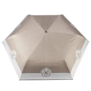 【CLATHAS】山茶花拼色抗UV輕量摺疊傘晴雨傘(奶茶色/米白色)