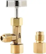 Orion Motor Tech R134a Can Tap, Puncture Style R134a Refrigerant Dispenser with Tank Adapter for 1/4" and 1/2" AC Charging Hoses for Refilling Automotive Truck SUV and Other Air Conditioning Systems