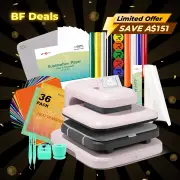 [Autumn Sale]LOKLiK Auto Heat Press 2+HTV & Sublimation Essential Bundle(36 sheets HTV+150 sheets Sublimation Paper A4+Sublimation HTV Roll+PUFF HTV*8+Tools Bundle)
