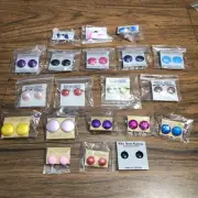 20x Vintage Pierced Earrings Lot *All Round Circles* Acrylic Plastic 80s 90s