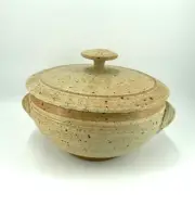 Studio Art Pottery Casserole w Lid 2 Qt Speckled Brown NEW