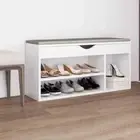 NNEVL Shoe Bench with Cushion White 104x30x49 cm Chipboard