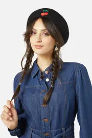 Cherry Embroidered Beret