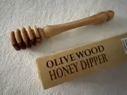 Olive Wood Honey Dipper 5.75” Handmade Honey Stick Bethlehem NIB